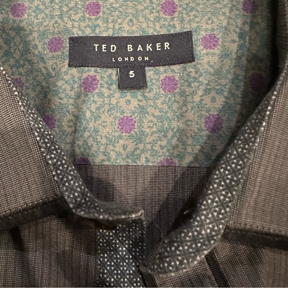 Ted Baker London Mens Shirt 5 XL Long Sleeve Button Up Gray Stripe Flip Cuff - Picture 13 of 13